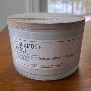 Cinnamon + Clove Red Leaf Home NEW 16.5 oz Candle 3 wick